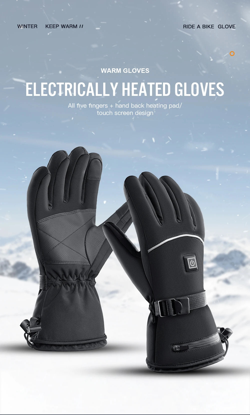 Rechargeable Heated Gloves – 3 Heat Levels & Waterproof Design