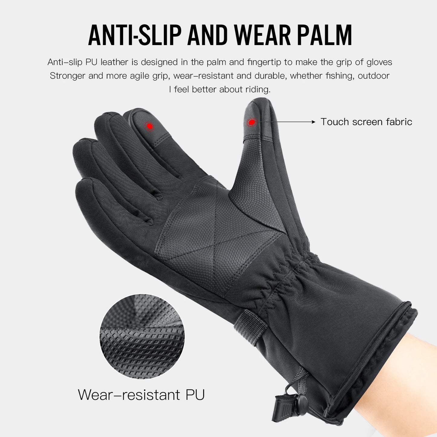 Rechargeable Heated Gloves – 3 Heat Levels & Waterproof Design
