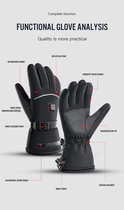 Rechargeable Heated Gloves – 3 Heat Levels & Waterproof Design
