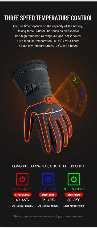 Rechargeable Heated Gloves – 3 Heat Levels & Waterproof Design