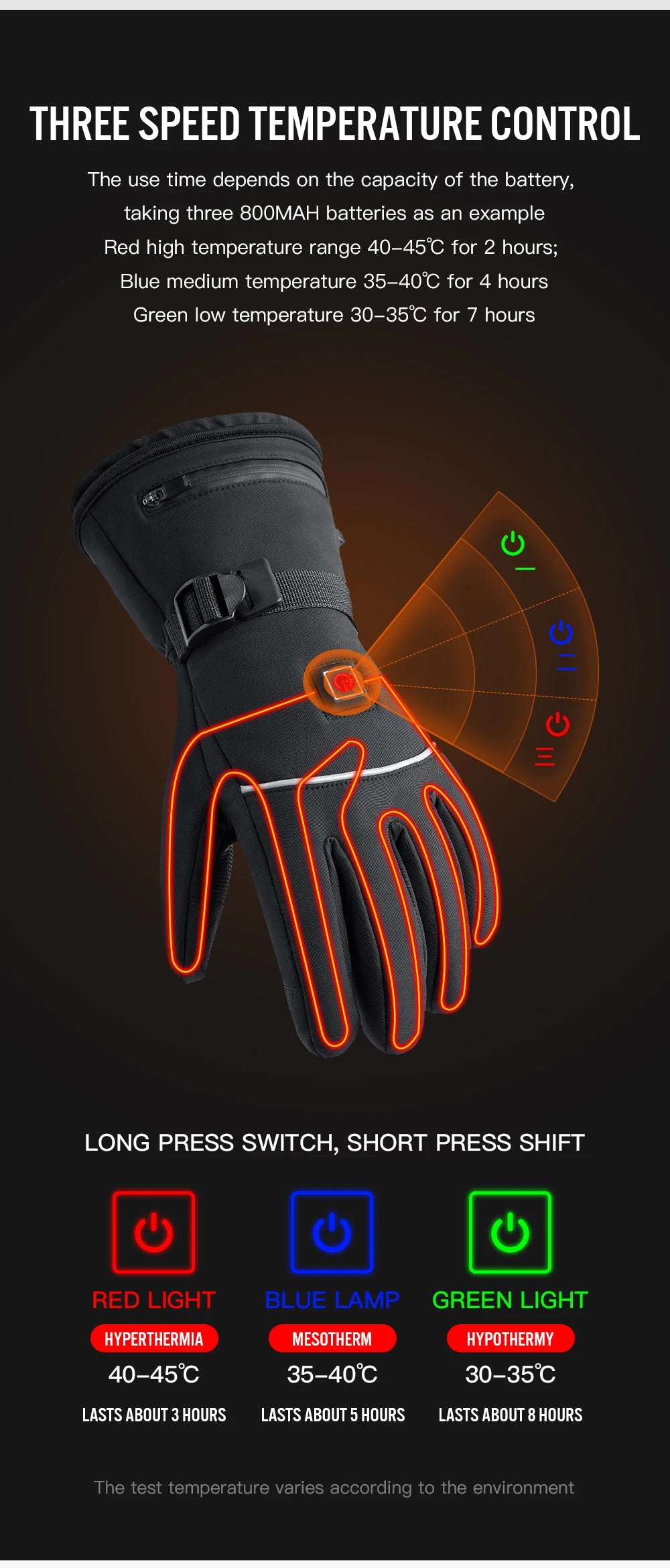 Rechargeable Heated Gloves – 3 Heat Levels & Waterproof Design
