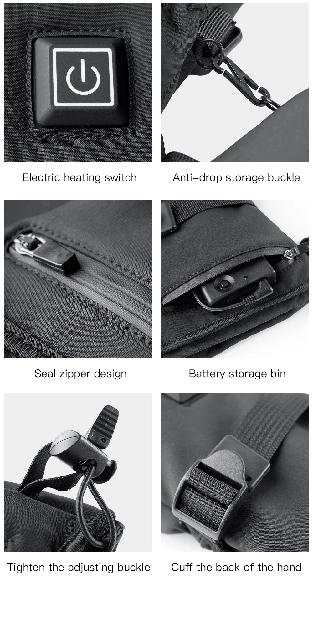 Rechargeable Heated Gloves – 3 Heat Levels & Waterproof Design