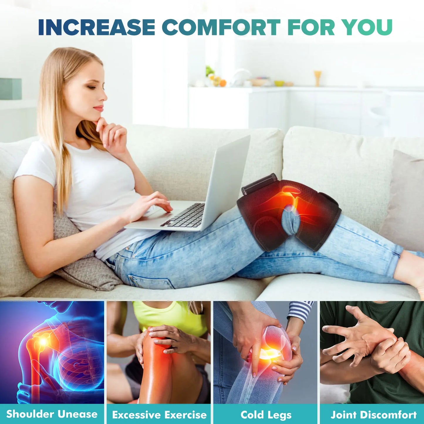 Heated Knee & Joint Massager — Wireless Pain Relief Wrap