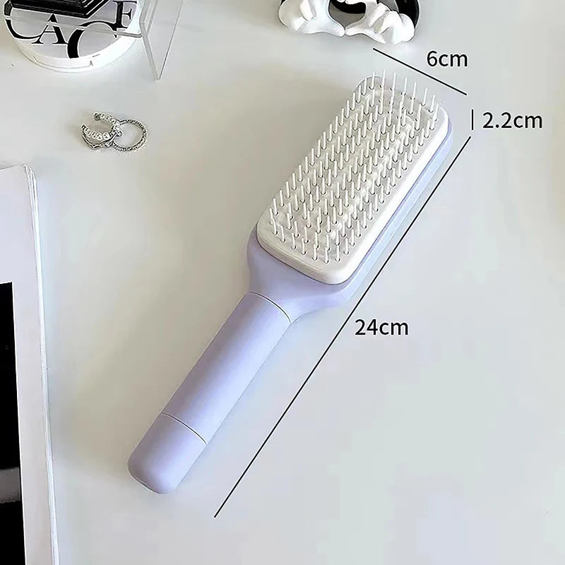 Self Cleaning Hairbrush — One Click Anti Static Scalp Massage Comb