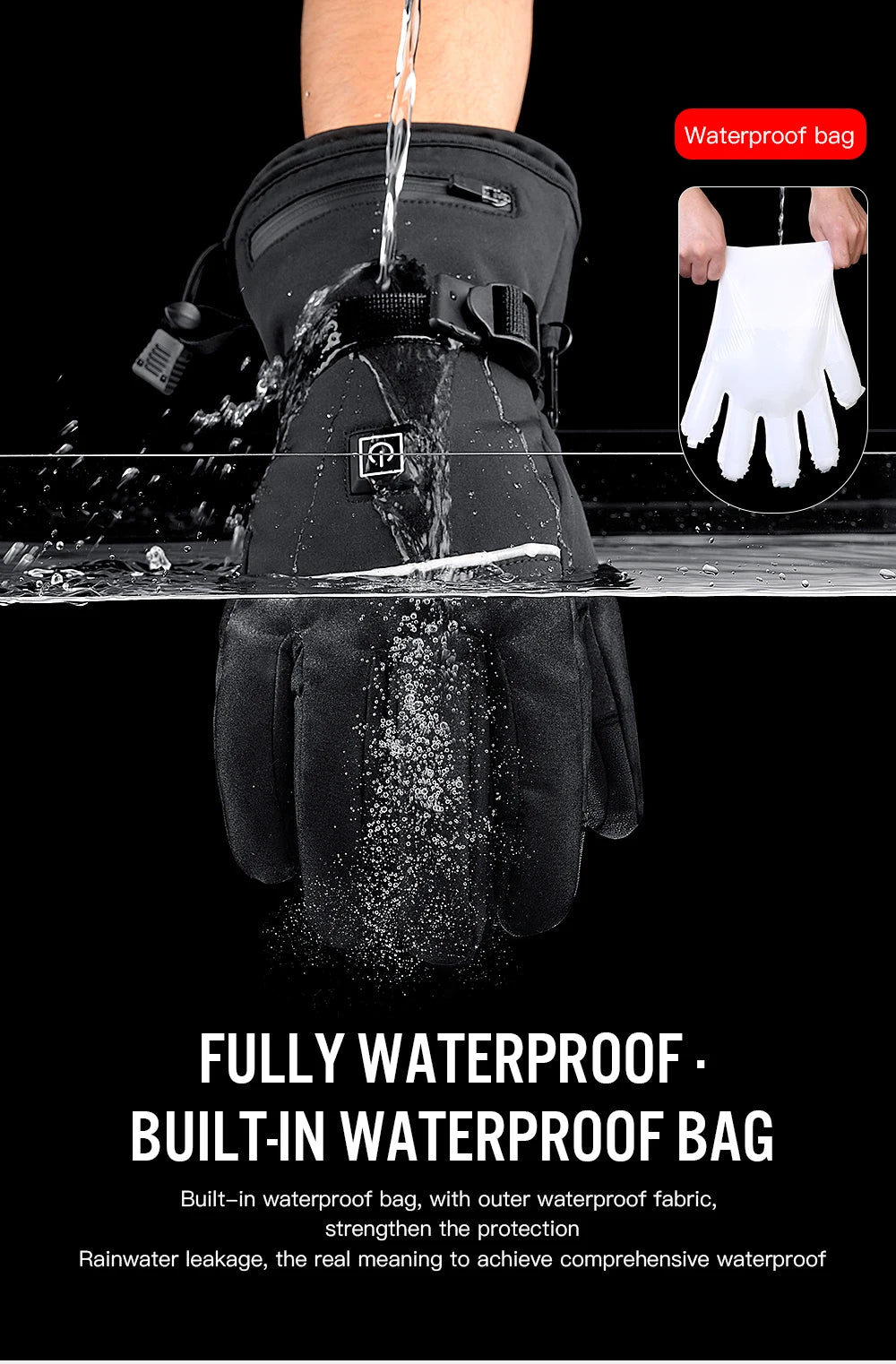 Rechargeable Heated Gloves – 3 Heat Levels & Waterproof Design