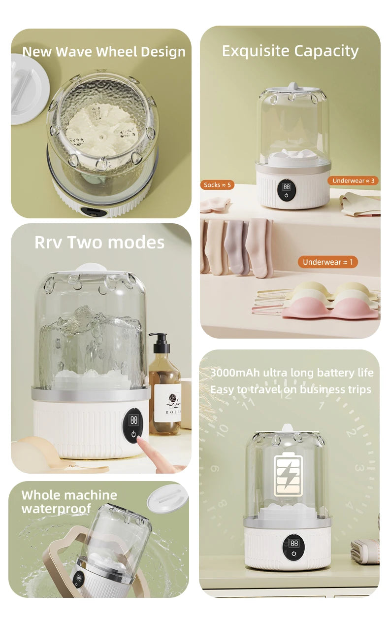 Mini Portable Washing Machine — Wireless for Travel & Dorms