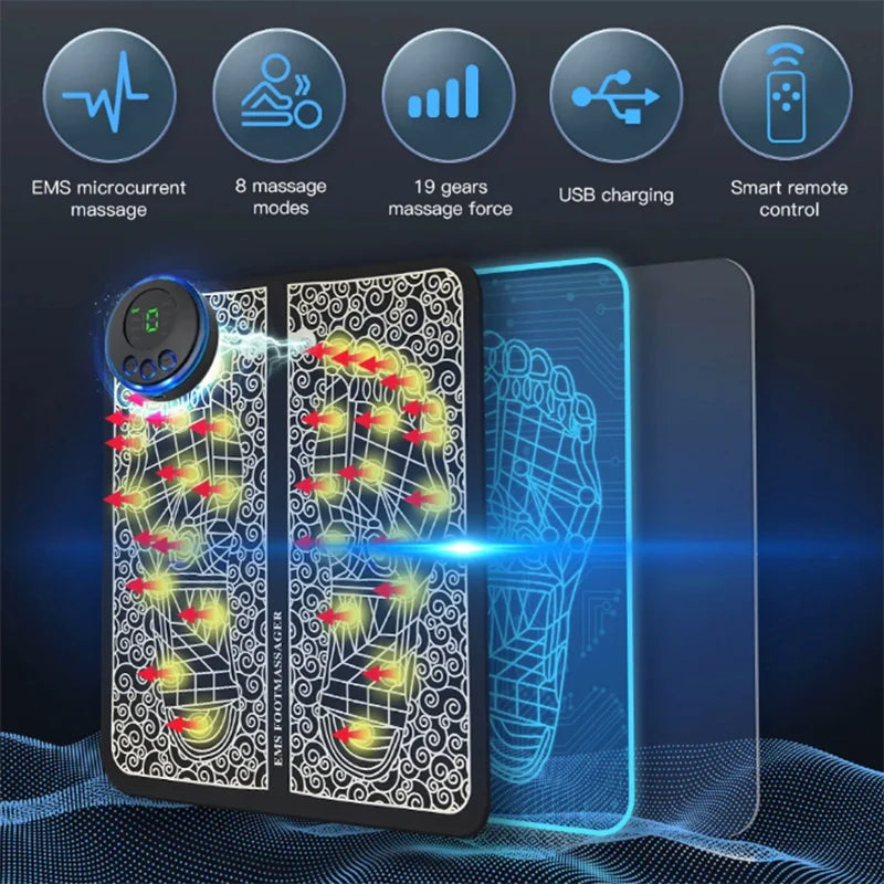 Electric Foot Massager Pad — EMS Therapy with 8 Modes