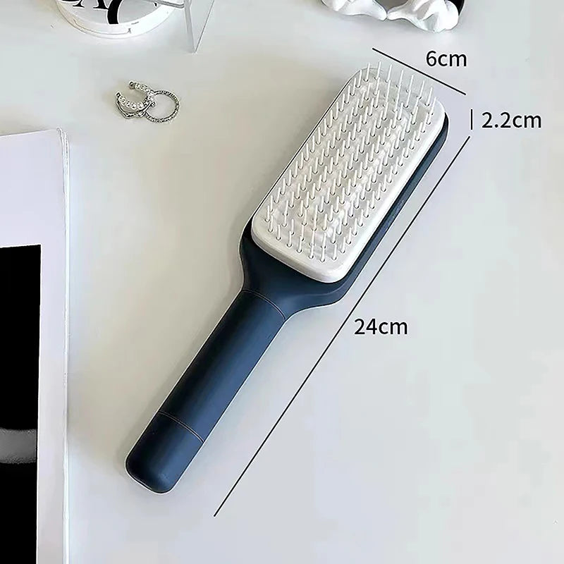 Self Cleaning Hairbrush — One Click Anti Static Scalp Massage Comb