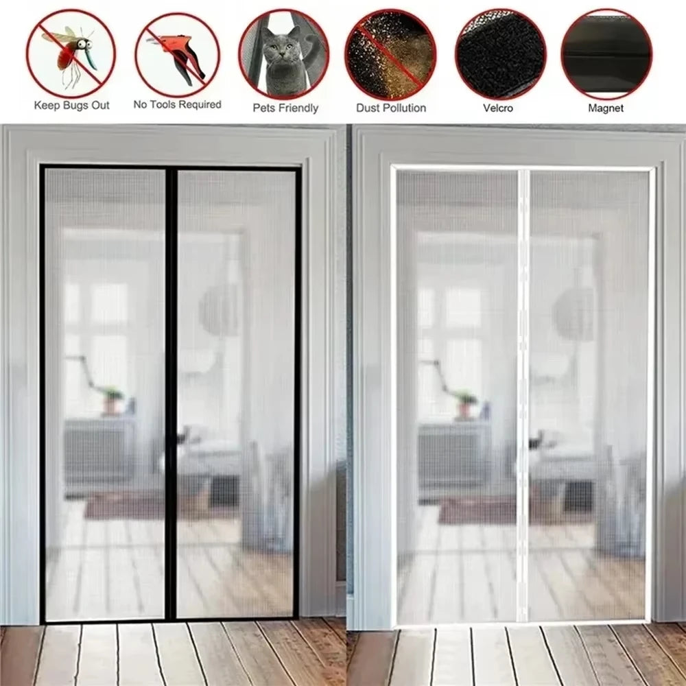 Magnetic Mesh Door Curtain — Hands Free Bug & Mosquito Screen
