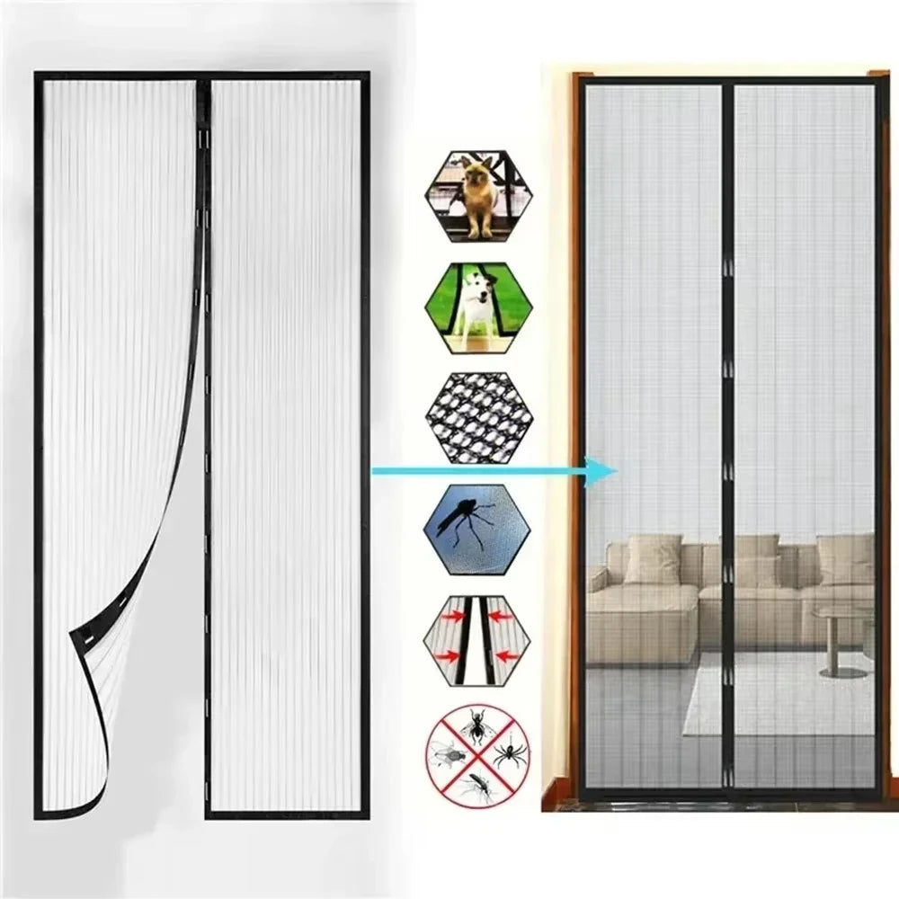 Magnetic Mesh Door Curtain — Hands Free Bug & Mosquito Screen