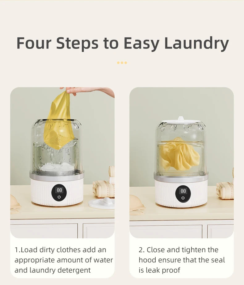 Mini Portable Washing Machine — Wireless for Travel & Dorms