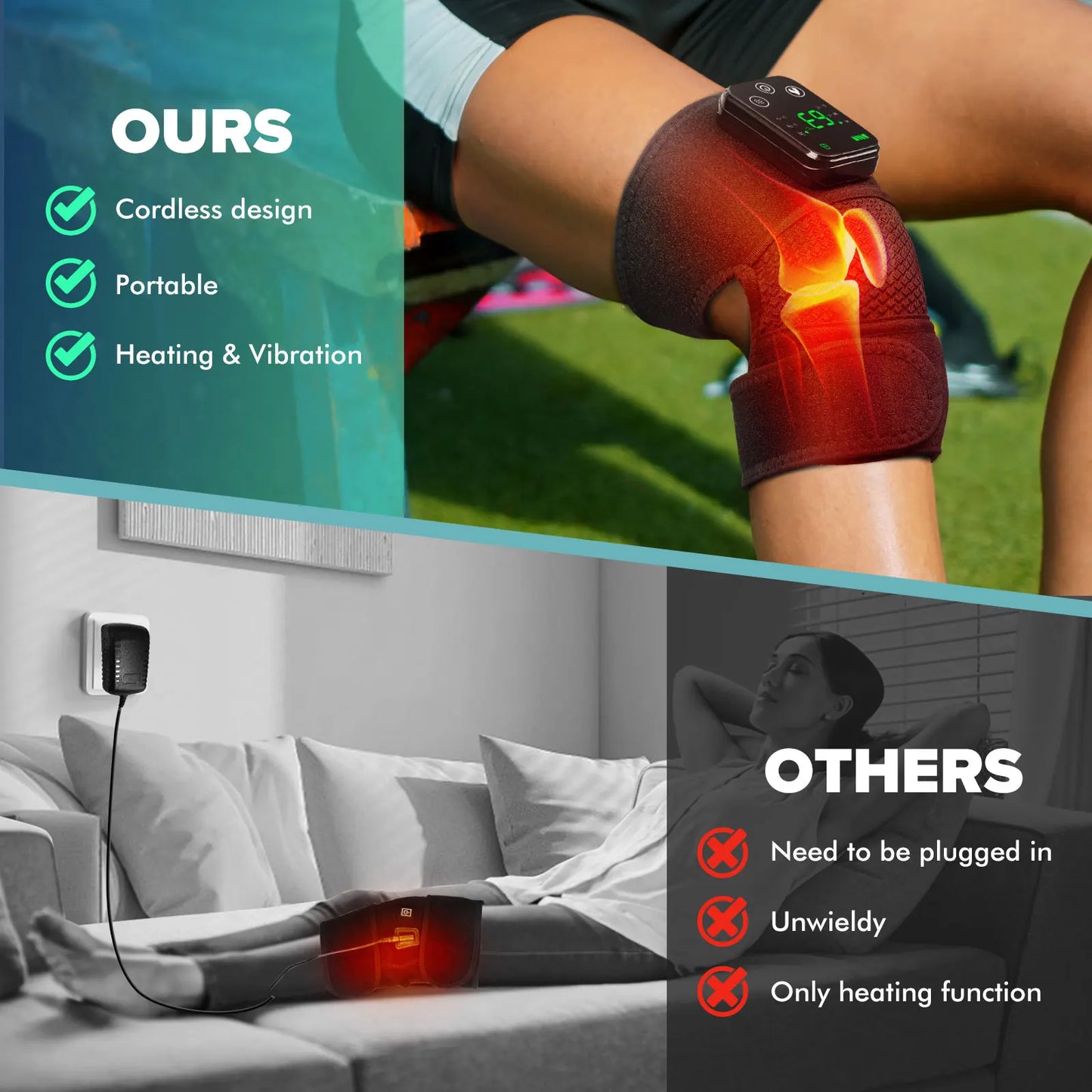 Heated Knee & Joint Massager — Wireless Pain Relief Wrap
