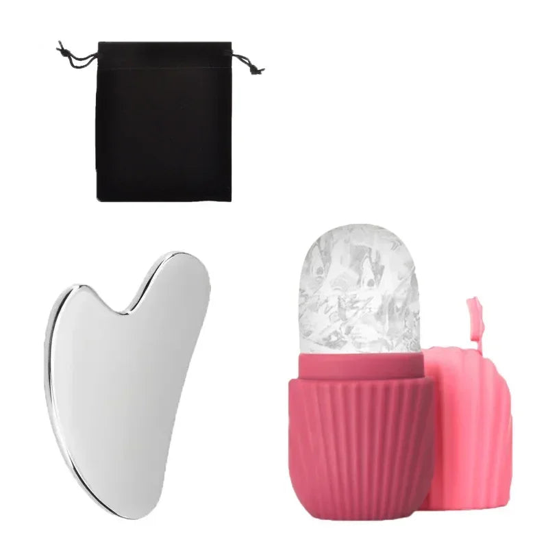 Ice Face Roller & Gua Sha Set — Depuff Contour and Shrink Pores