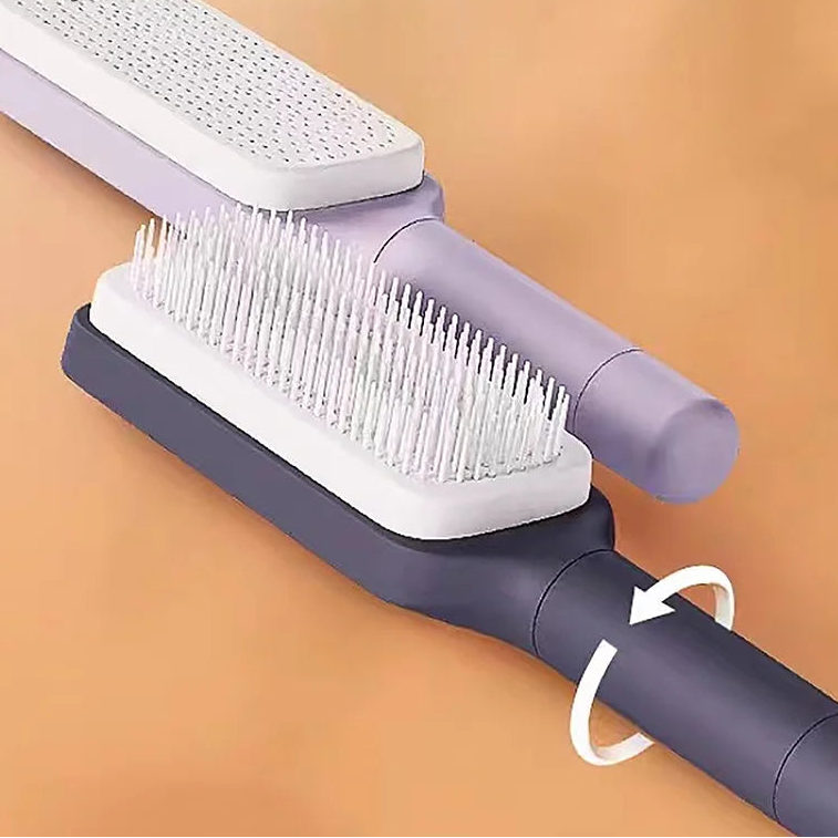 Self Cleaning Hairbrush — One Click Anti Static Scalp Massage Comb