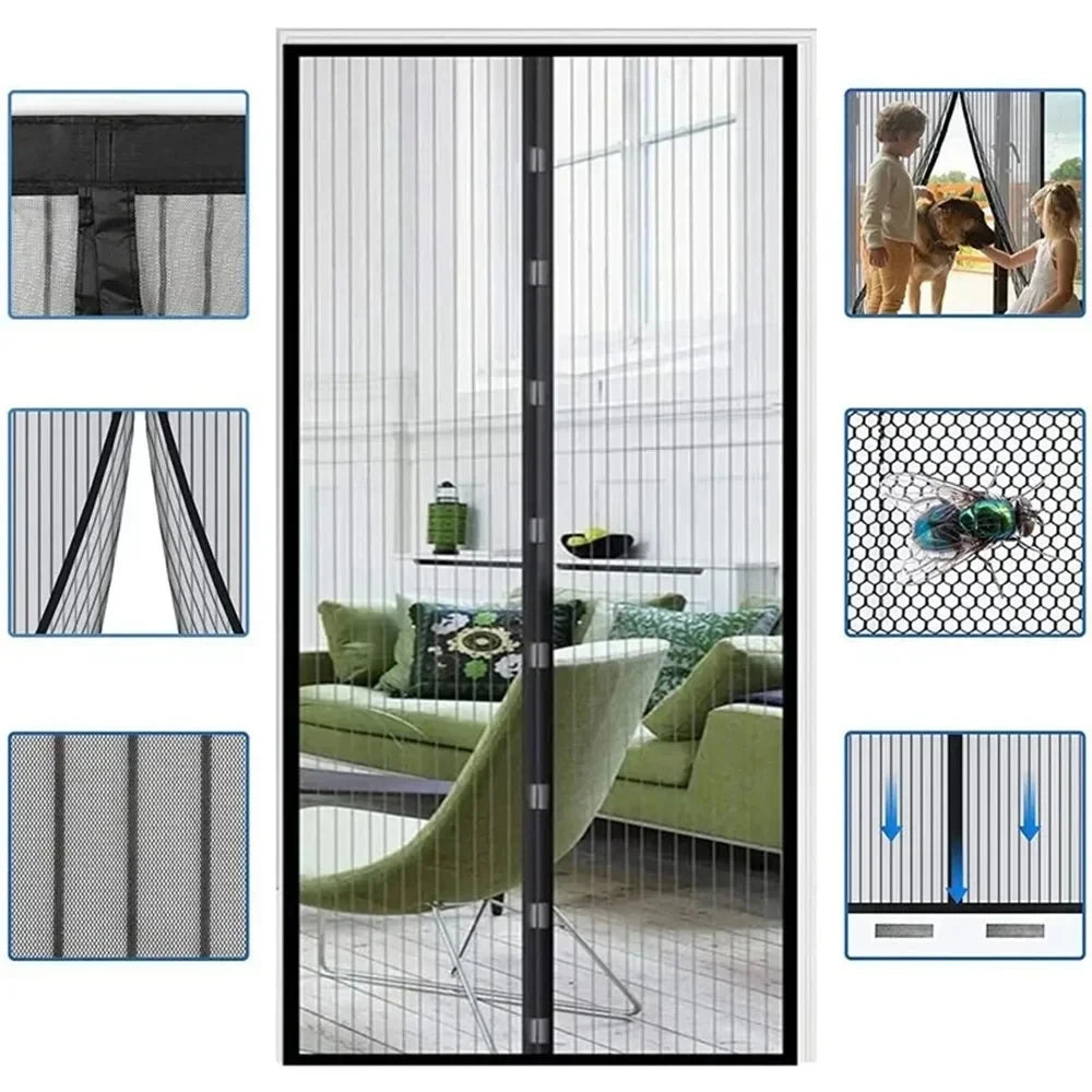 Magnetic Mesh Door Curtain — Hands Free Bug & Mosquito Screen