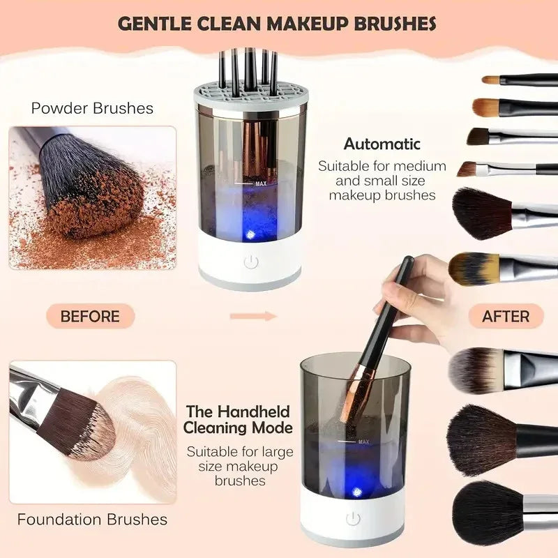 Electric Makeup Brush Cleaner — USB Spinner for All Brush Sizes
