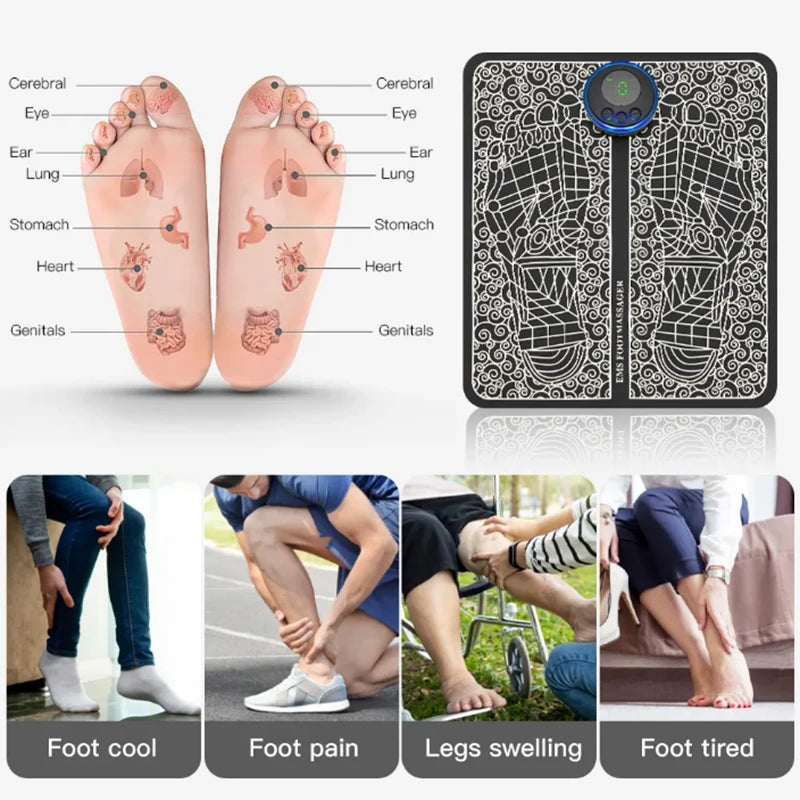 Electric Foot Massager Pad — EMS Therapy with 8 Modes