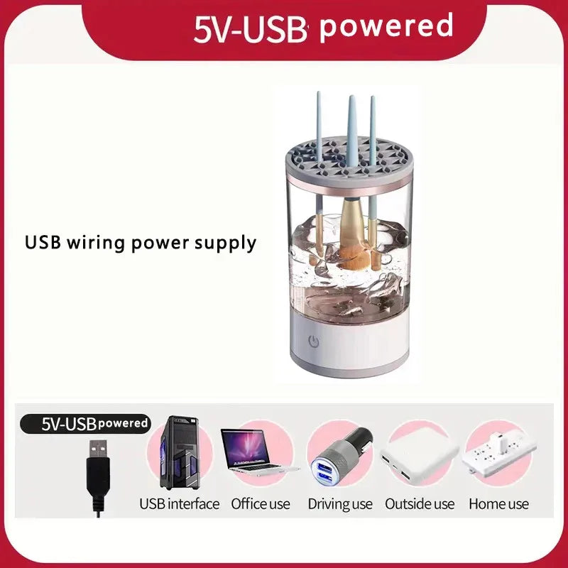Electric Makeup Brush Cleaner — USB Spinner for All Brush Sizes